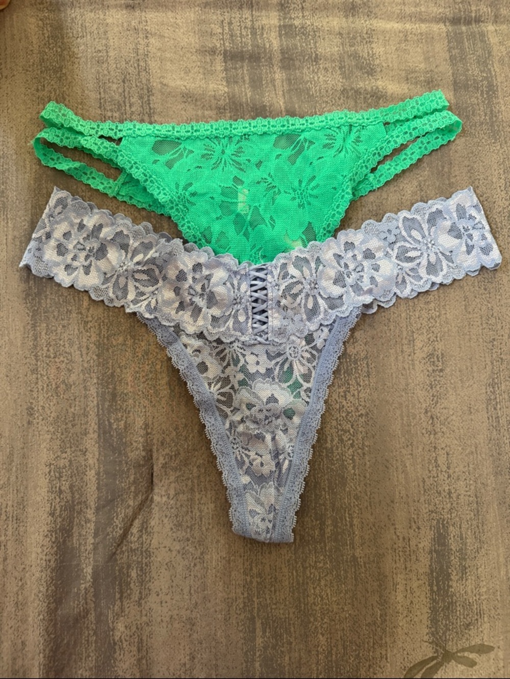 Victoria’s Secret vintage lace thong bundle. Two thongs. Large.